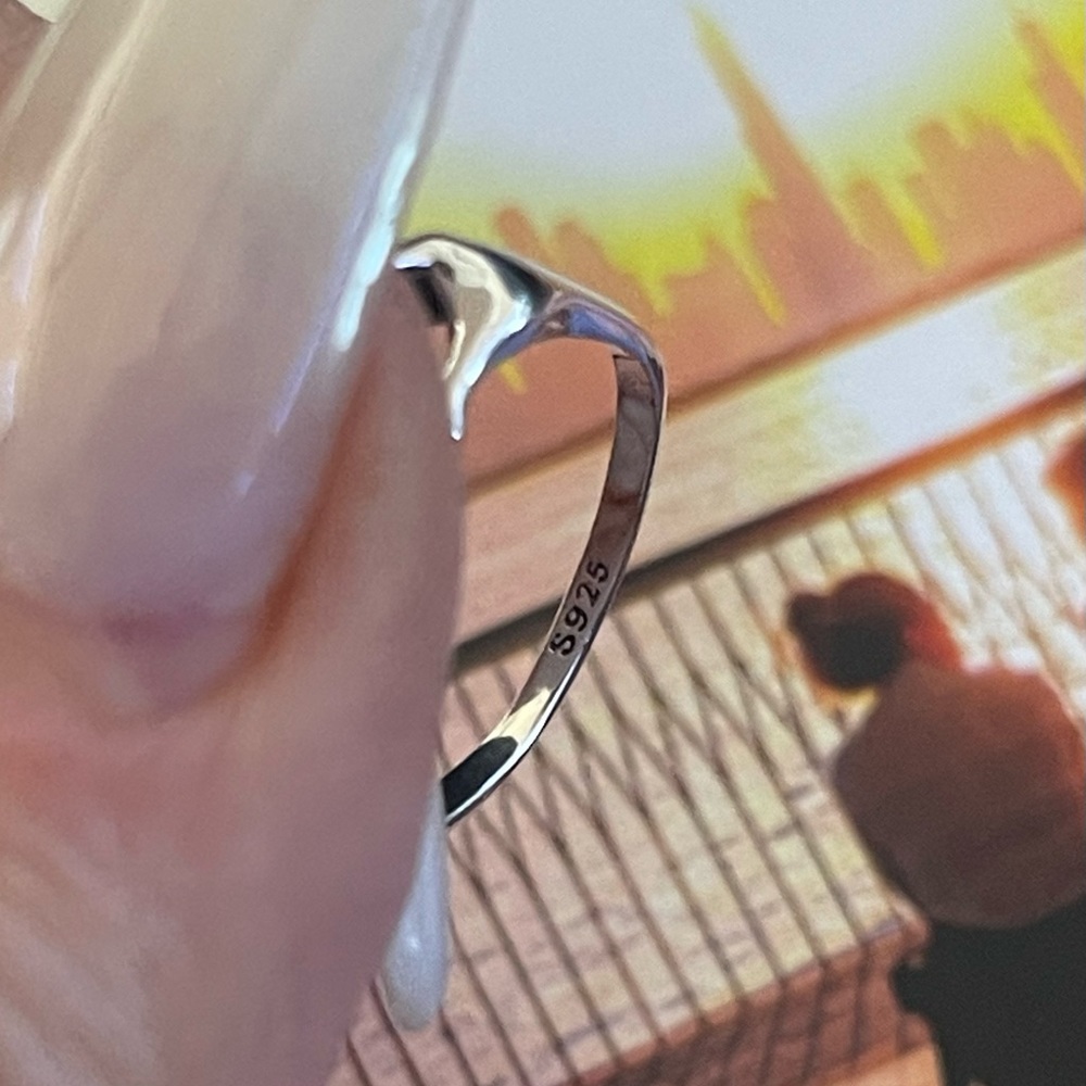 Solid 925 Silver Heart Sign Hands Ring Adjustable… - image 5